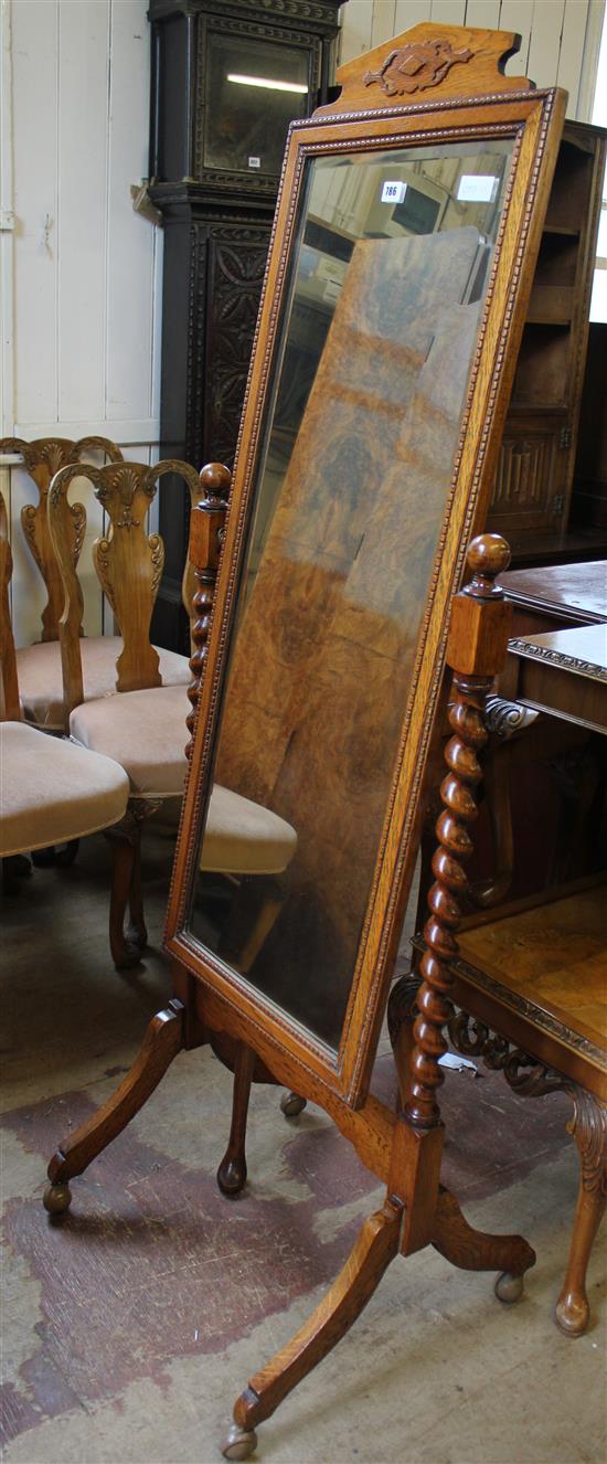 Oak barley twist cheval mirror